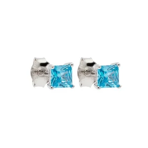 Brinco Prata 925 Ponto de luz Quadrado 4mm
