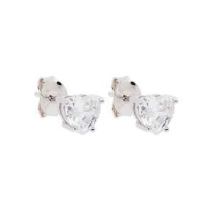Brinco Prata  925 Ponto de luz Coração 5mm