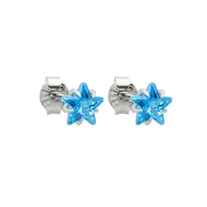 Brinco Prata 925 Ponto de luz Estrela 6mm