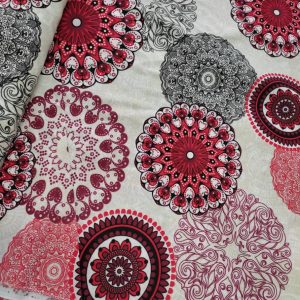 Loneta Estampada Mandalas Vermelha
