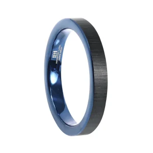 Aliança de Tungstênio Bali Preta e Azul fosco 3mm