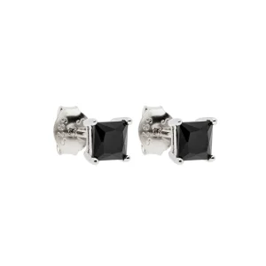 Brinco Prata 925 Ponto de luz Quadrado 4mm