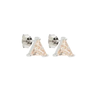 Brinco Prata 925 Ponto de Luz Triângulo 6mm