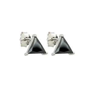 Brinco Prata 925 Ponto de Luz Triângulo 6mm