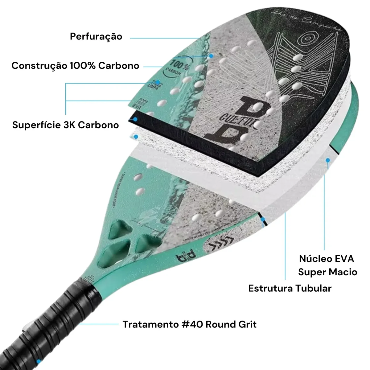 Raquete Beach Tennis Carbon Pro 3K Unlimited - Image 9