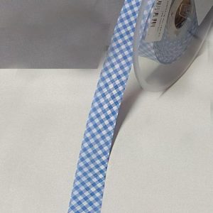 Fita de Viés Xadrez Azul Claro/Branco